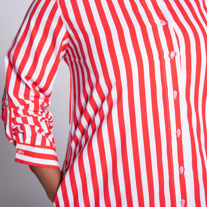 Red/White Striped Poplin Tunic