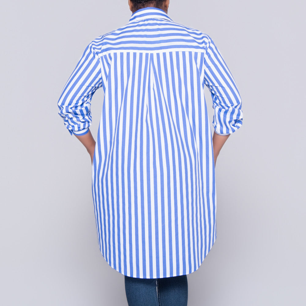 Long Sleeve Blue/White Striped Tunic