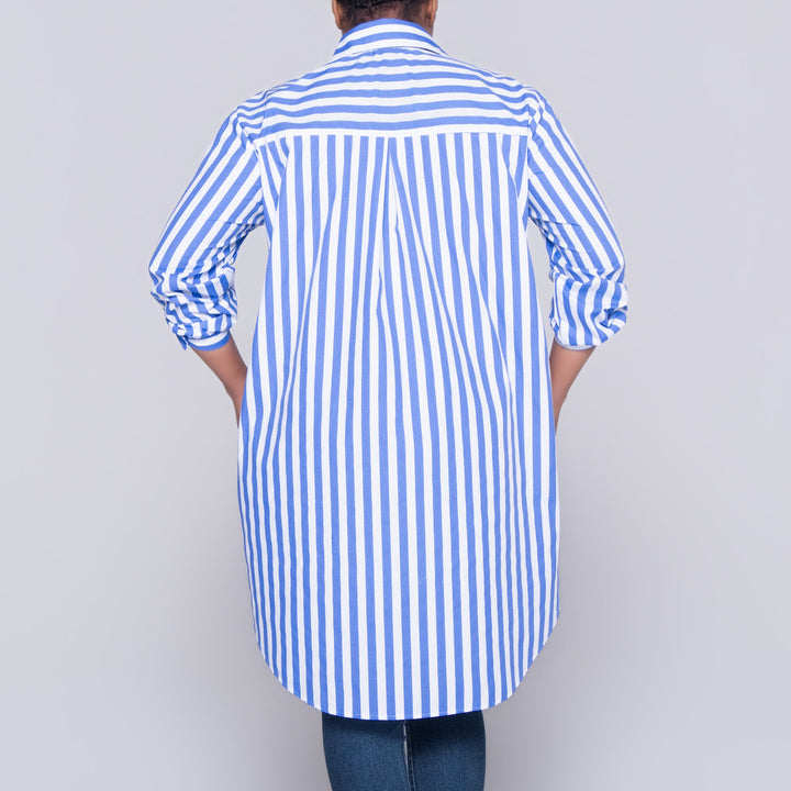 Long Sleeve Blue/White Striped Tunic