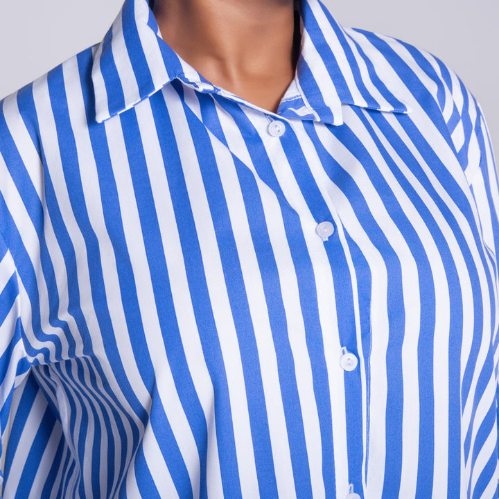 Long Sleeve Blue/White Striped Tunic