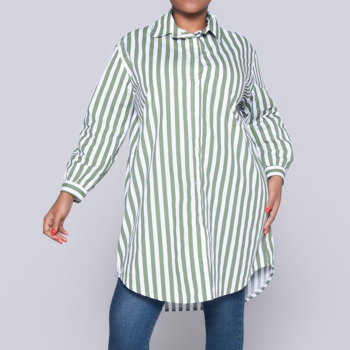 Long Sleeve Red/White Striped Tunic