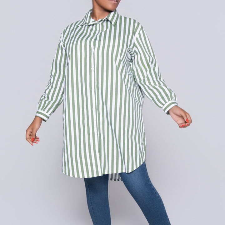 Long Sleeve Red/White Striped Tunic