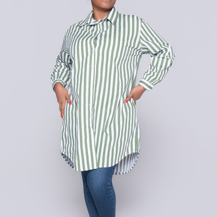 Long Sleeve Red/White Striped Tunic