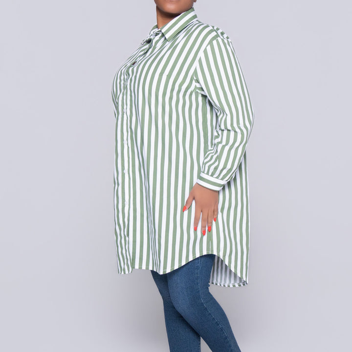Long Sleeve Red/White Striped Tunic