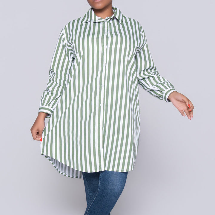 Long Sleeve Red/White Striped Tunic