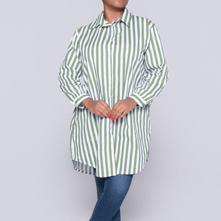 Long Sleeve Red/White Striped Tunic