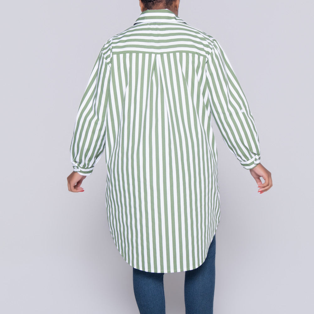 Long Sleeve Red/White Striped Tunic