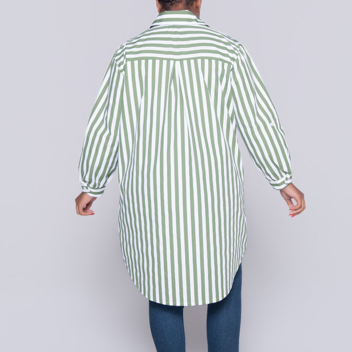 Long Sleeve Red/White Striped Tunic