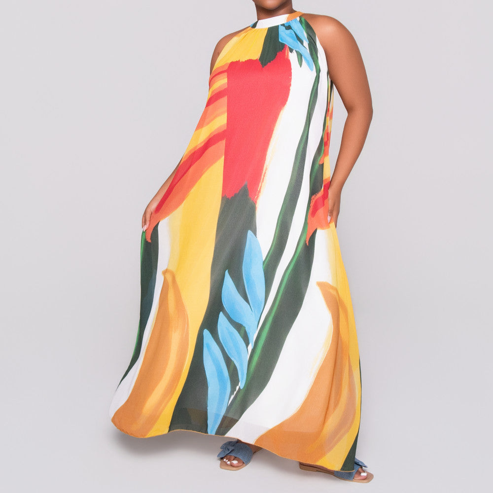 Printed Silky Chiffon Dress