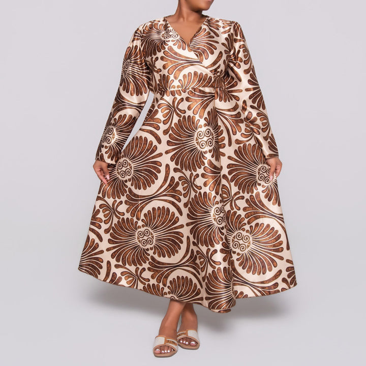 Printed Satin Wrap Dress
