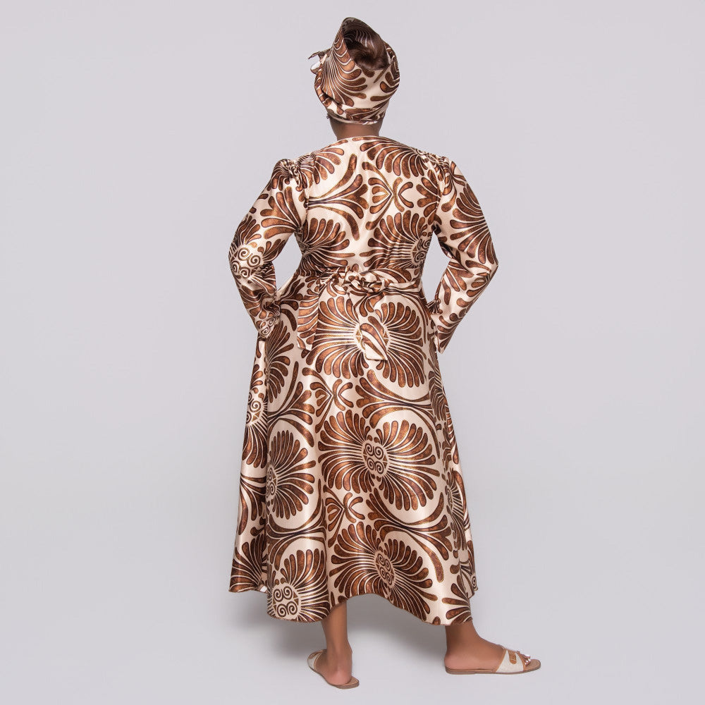 Printed Satin Wrap Dress