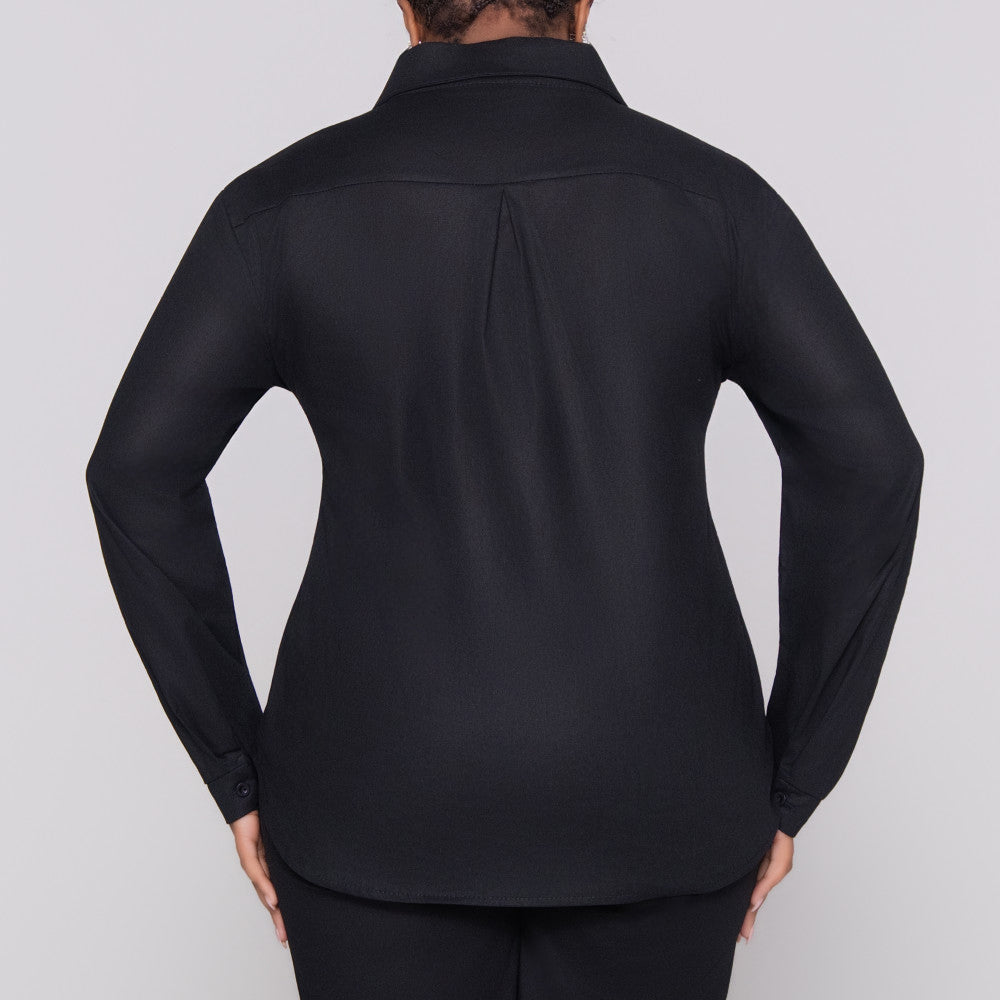 Long Sleeve Black Button Up Top