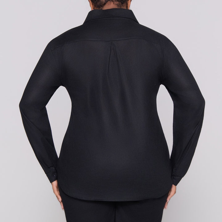Long Sleeve Black Button Up Top