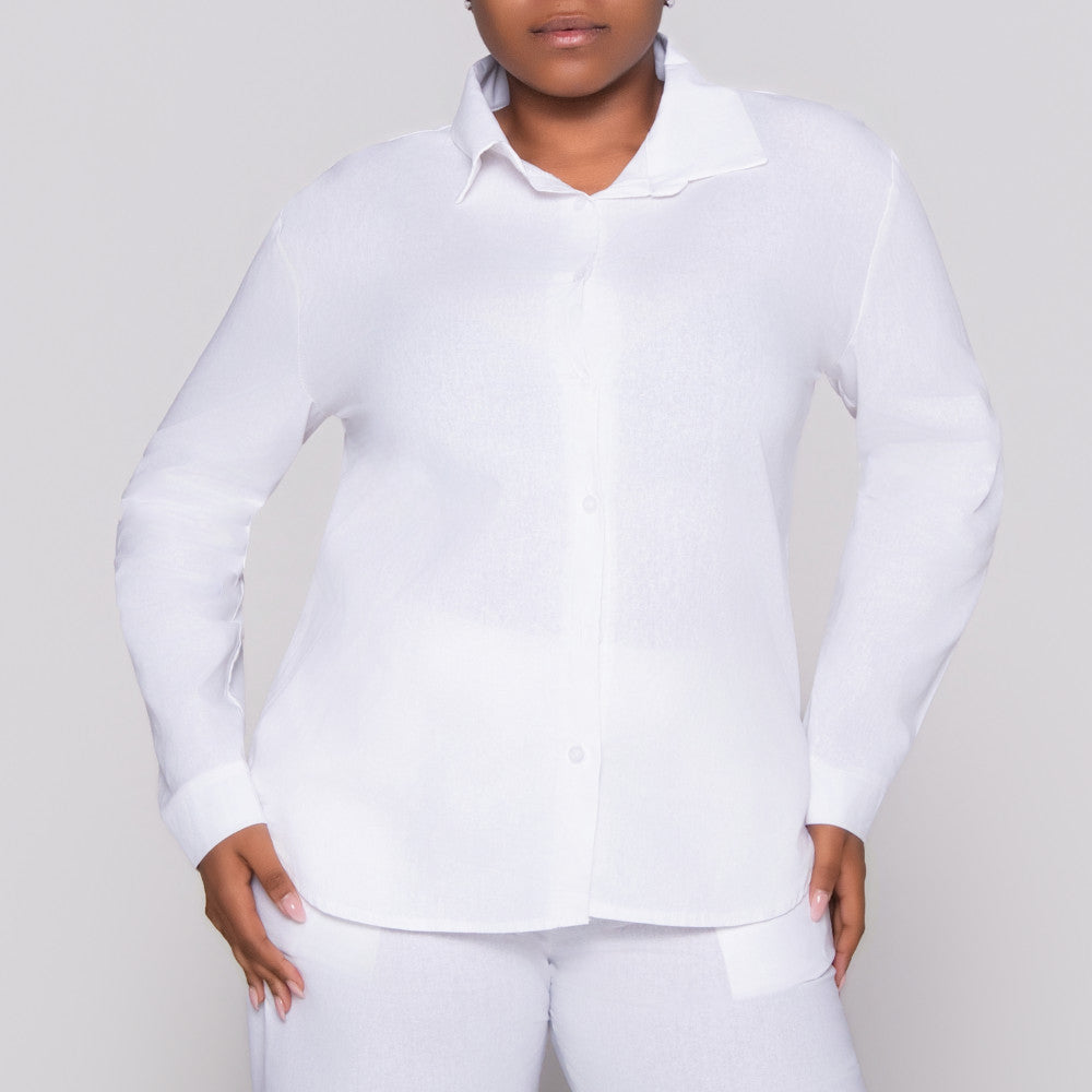 Long Sleeve White Button Up Top