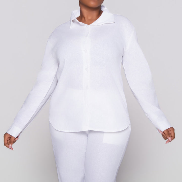 Long Sleeve White Button Up Top