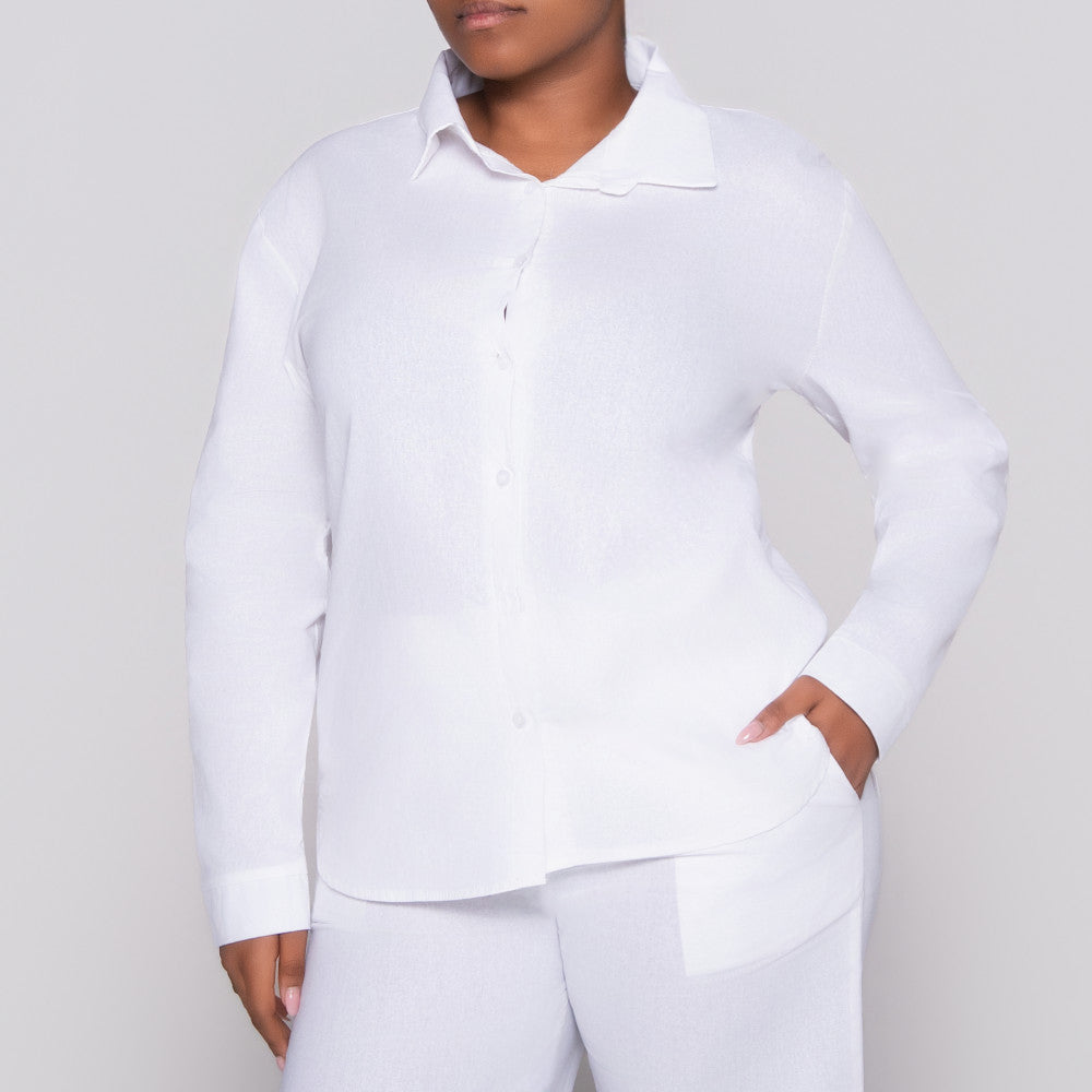 Long Sleeve White Button Up Top