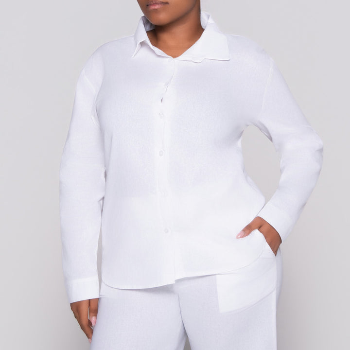 Long Sleeve White Button Up Top