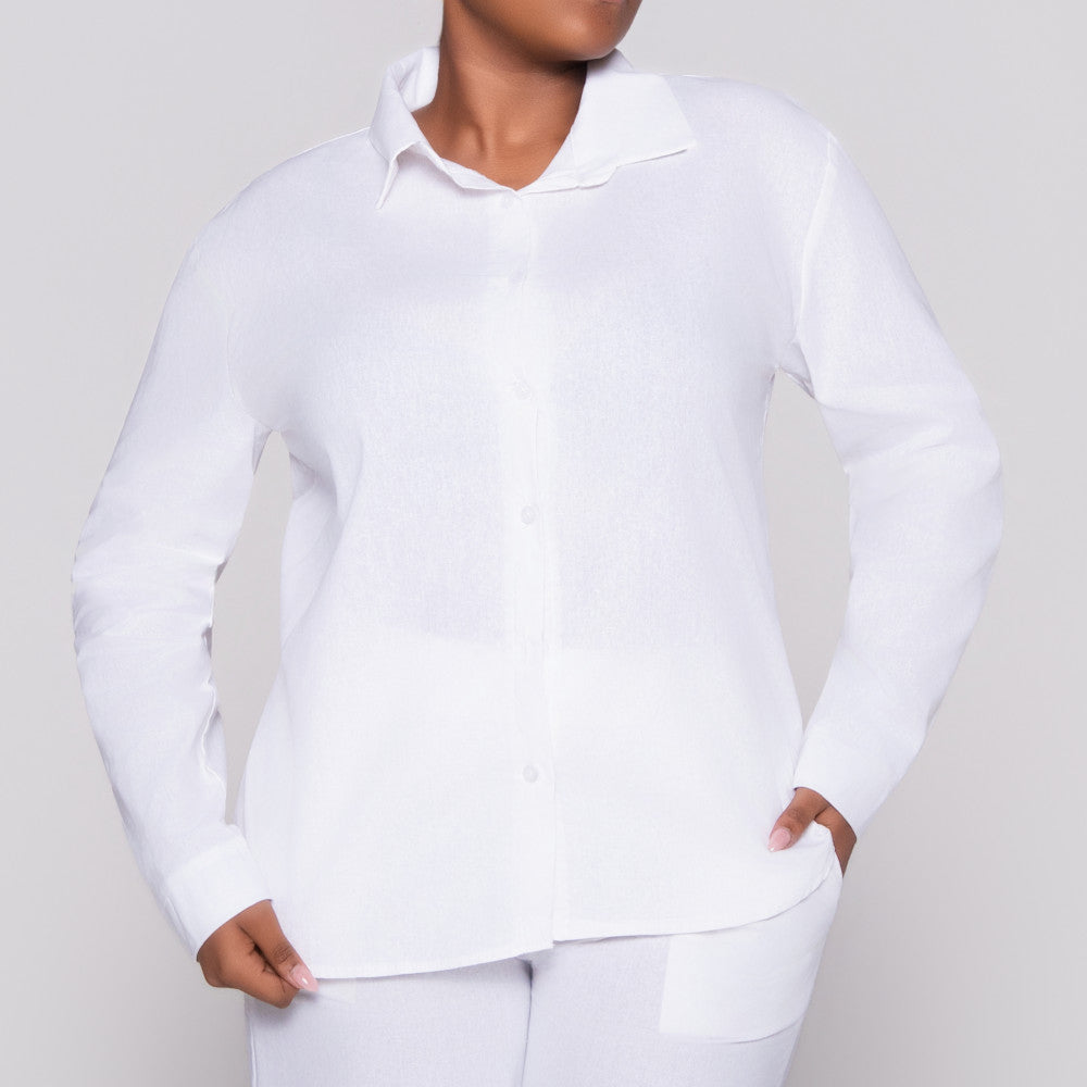 Long Sleeve White Button Up Top