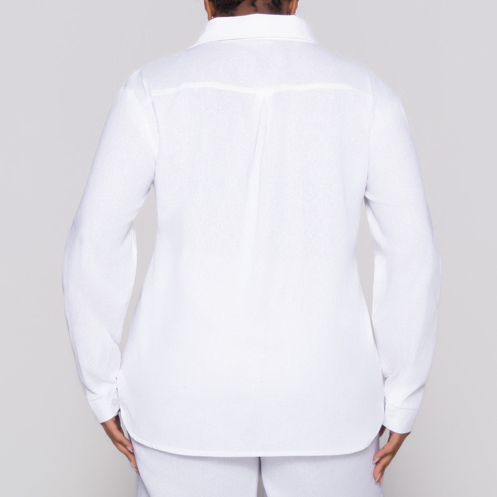 Long Sleeve White Button Up Top