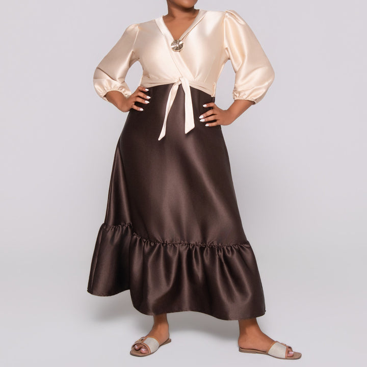 Poly Span Nude Contrast Dress