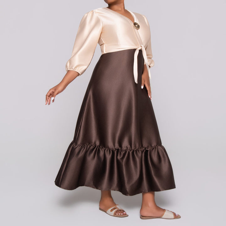 Poly Span Nude Contrast Dress