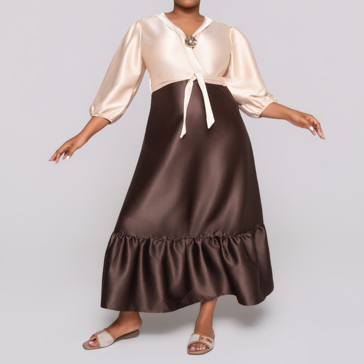 Poly Span Nude Contrast Dress
