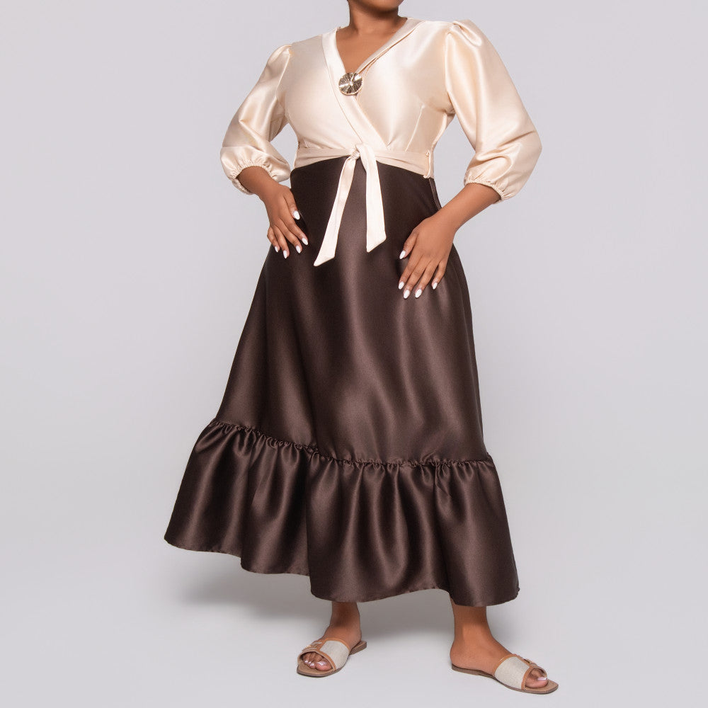 Poly Span Nude Contrast Dress