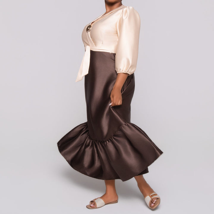 Poly Span Nude Contrast Dress