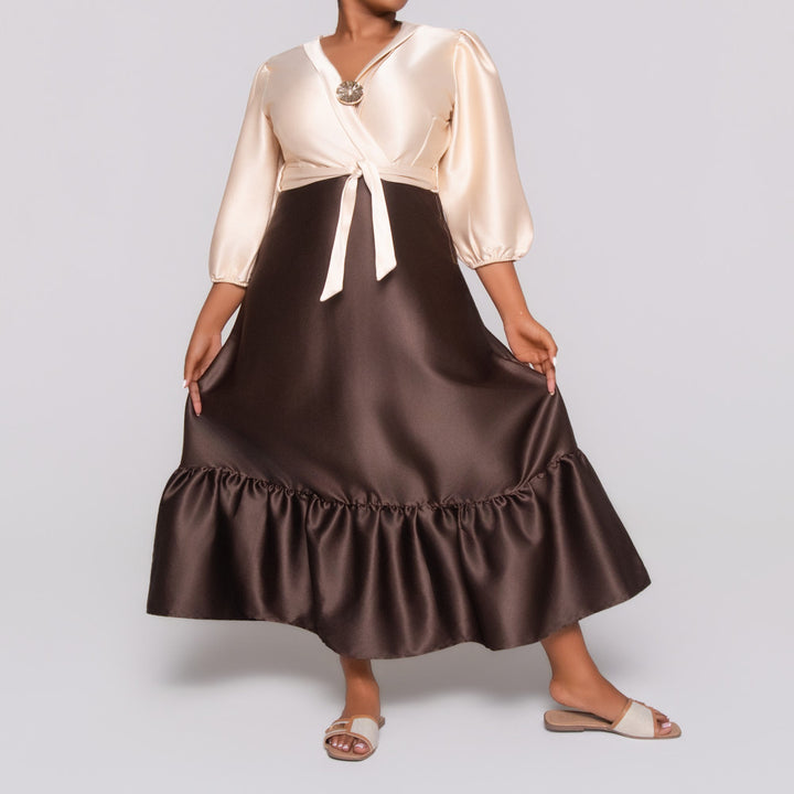 Poly Span Nude Contrast Dress