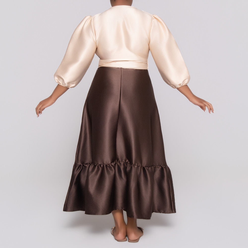 Poly Span Nude Contrast Dress