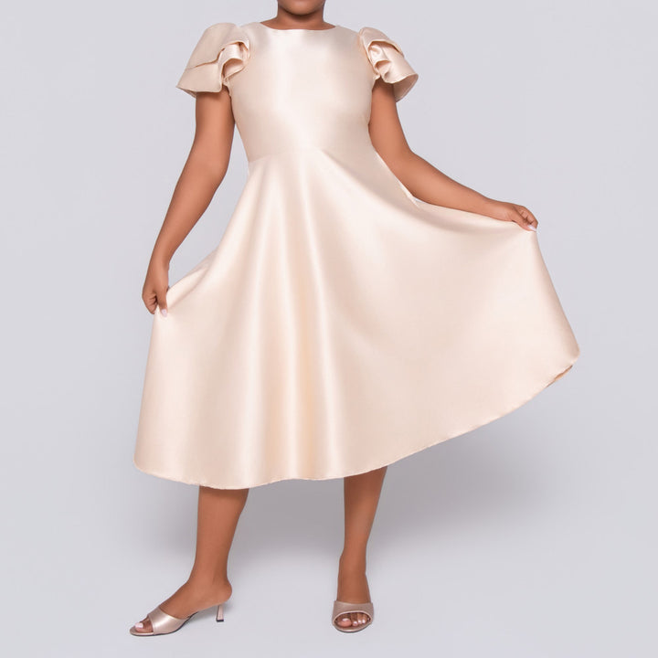 Ladies Plain Short Sleeves Nude Dress