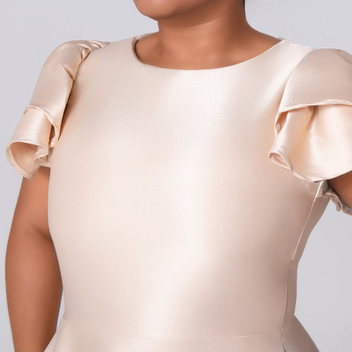 Ladies Plain Short Sleeves Nude Dress
