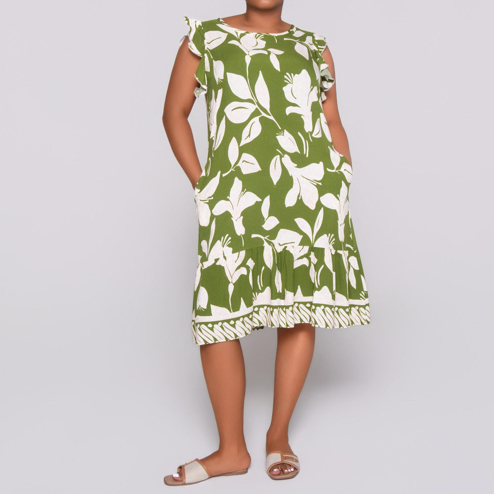 Border Print Viscose Tiered Tunic