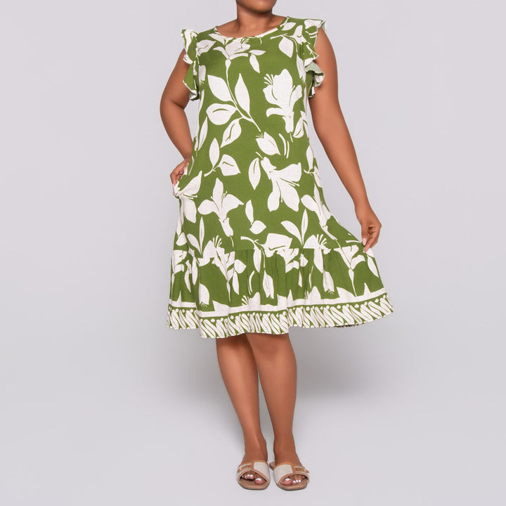 Border Print Viscose Tiered Tunic