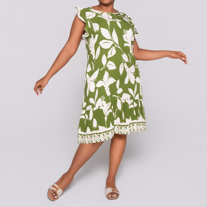 Border Print Viscose Tiered Tunic