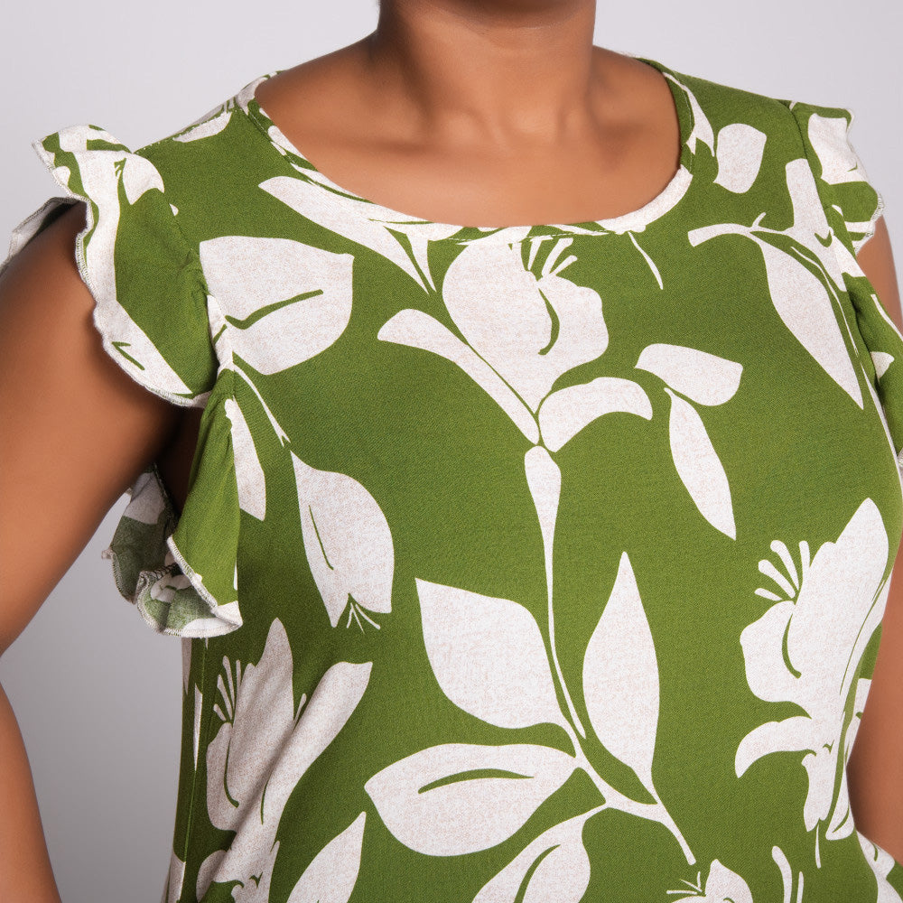 Border Print Viscose Tiered Tunic