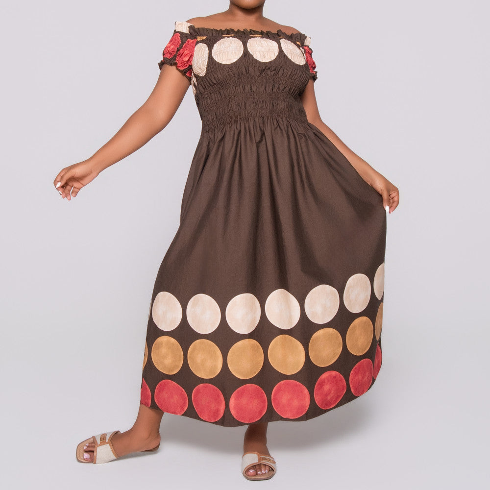 Printed Poplin Smocking Dress