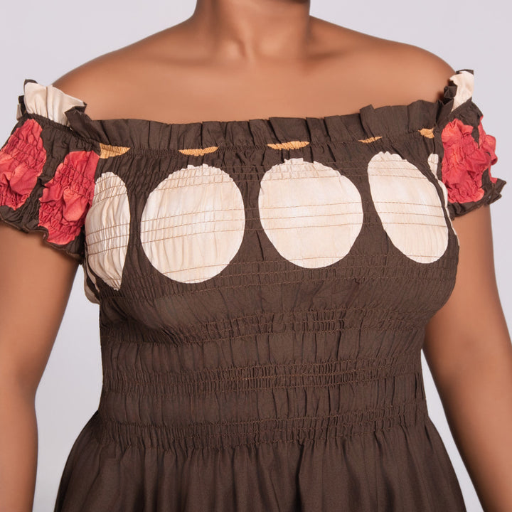 Printed Poplin Smocking Dress