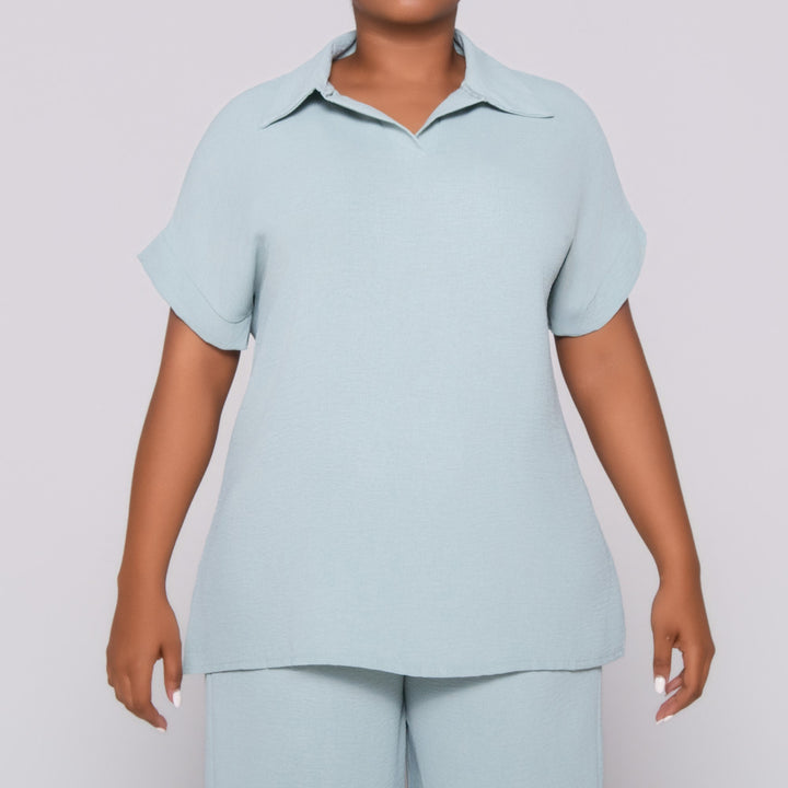 Sage Johnny Collar Top
