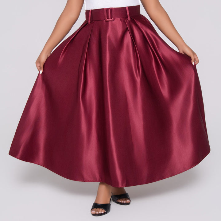Burgandy Satin Skirt
