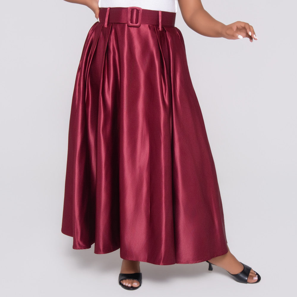 Burgandy Satin Skirt