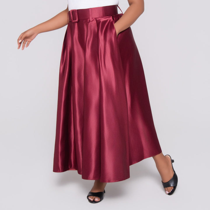 Burgandy Satin Skirt