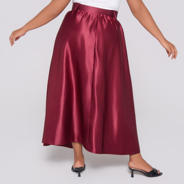 Burgandy Satin Skirt