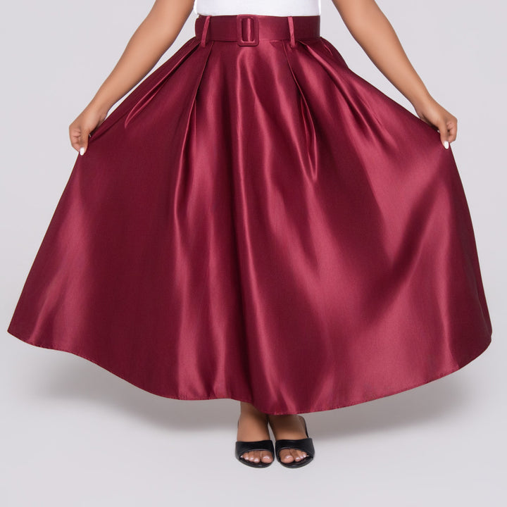 Burgandy Satin Skirt