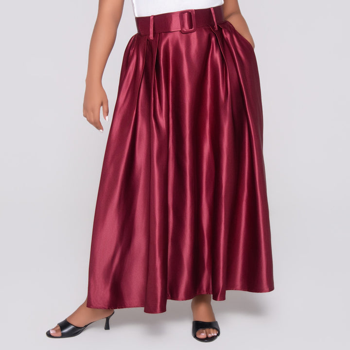 Burgandy Satin Skirt