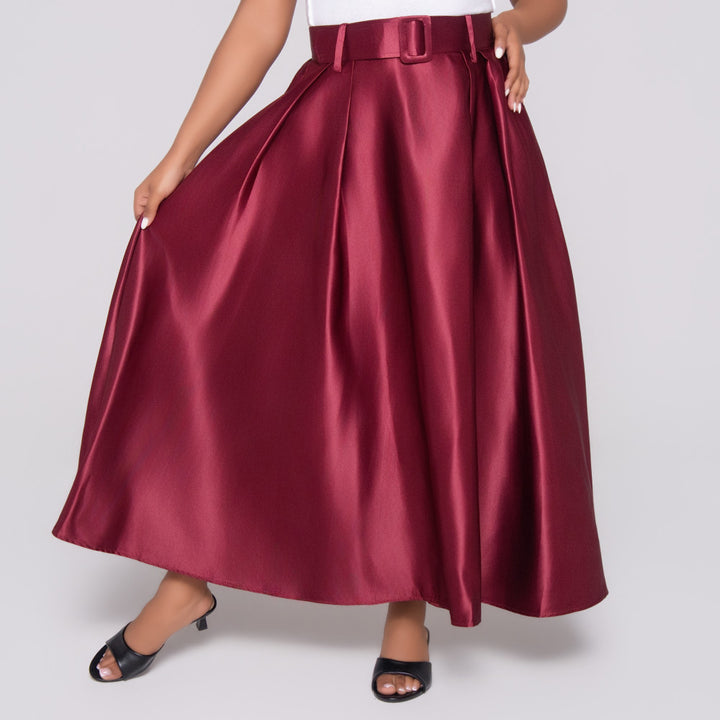 Burgandy Satin Skirt
