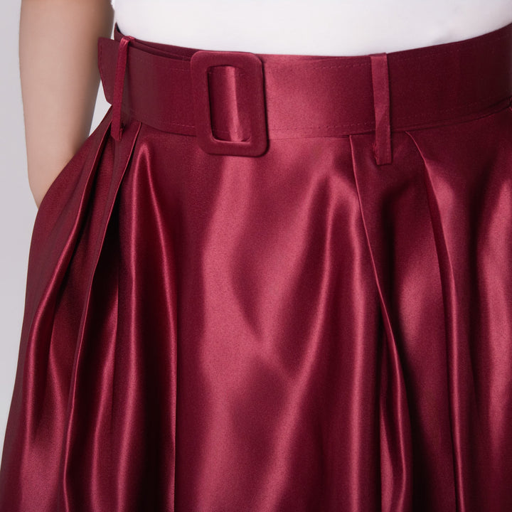 Burgandy Satin Skirt