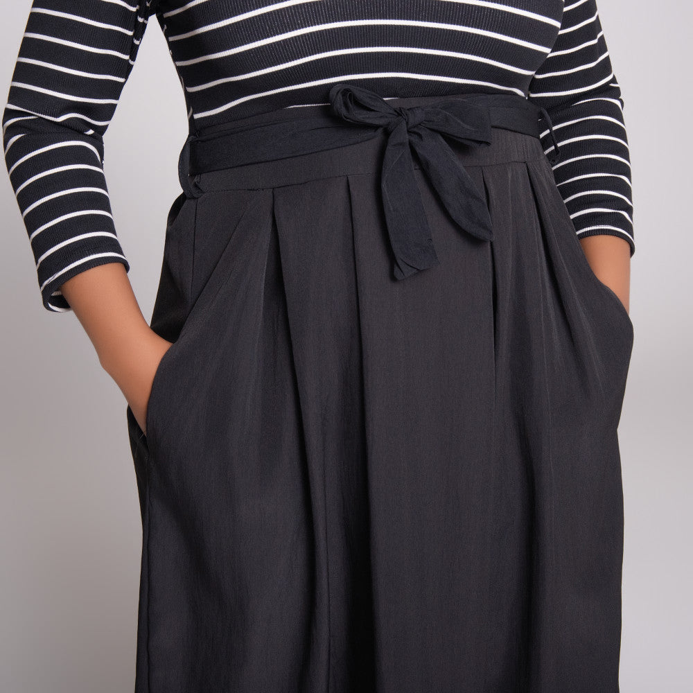 Striped And Rib Teslon Dress