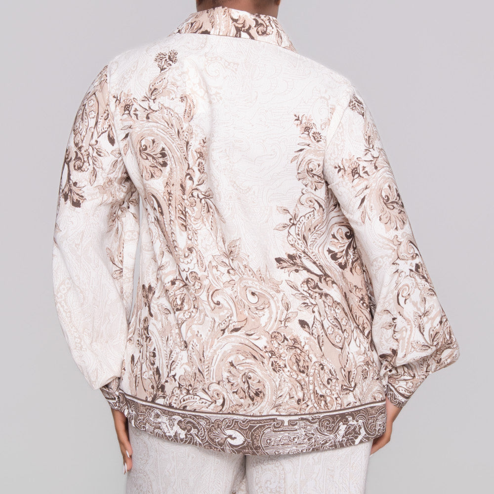 Long Sleeve Border Print Top
