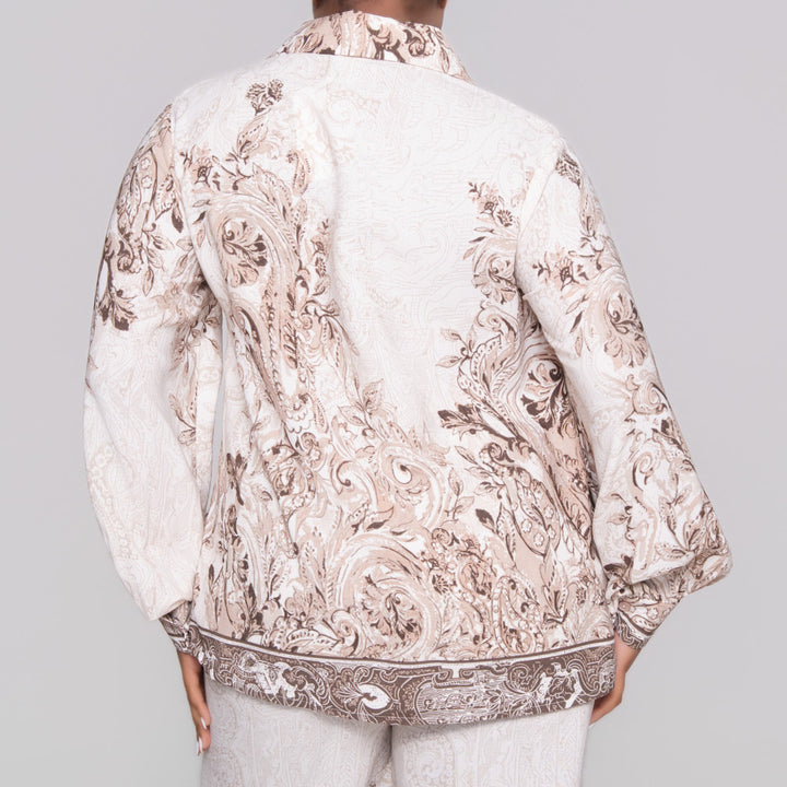 Long Sleeve Border Print Top